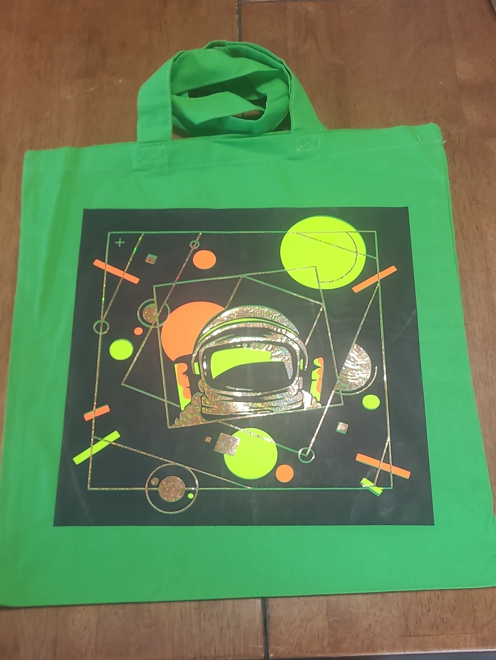 Bright Green Astronaut Graphic Tote Bag - Men/Kids Bag